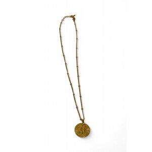 Gold Tone Gemini Zodiac Pendant Necklace 20" Astrology Celestial Jewelry